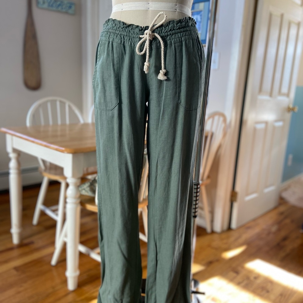 Roxy Green Linen Pants